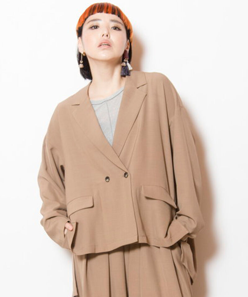  「バックタックダブルブレストジャケット」|テーラードジャケット|BEIGE
