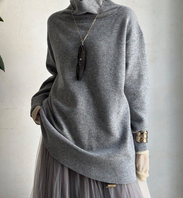  「ウール混タートルチュニック」|ニット・セーター|