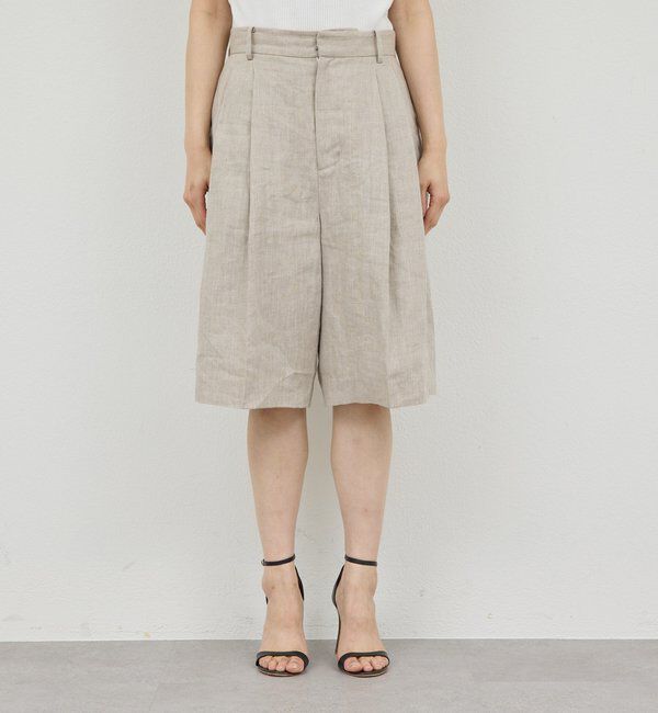  「【セットアップ対応】リネンハーフパンツ」|チノ|