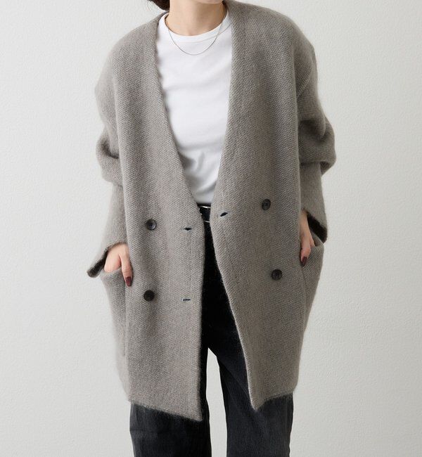  「【再値下げ】モヘアダブルニットコート」|その他|グレー