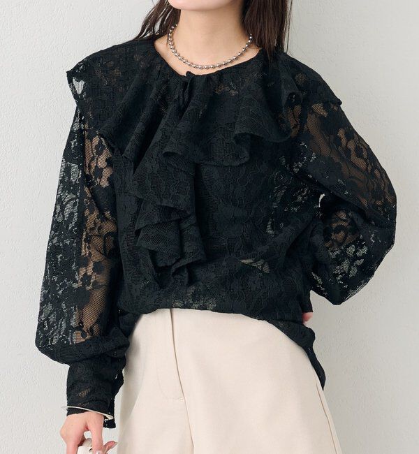  「ラッフルカラーブラウス」|シャツ・ブラウス|ブラック