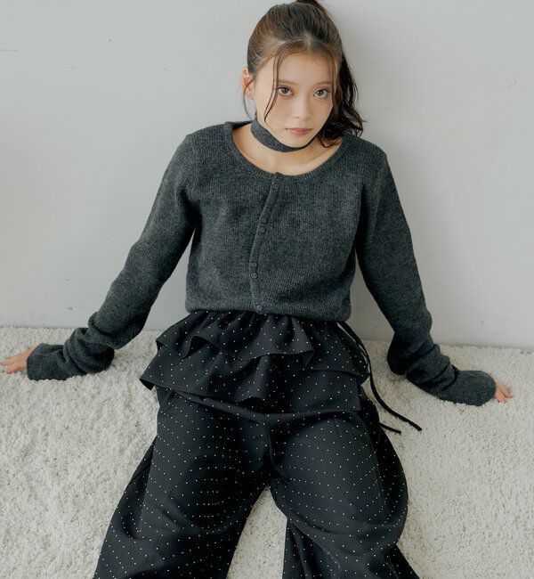  「【SALON by Chico】取り外しフリルルーズスラックスパンツ」|チノ|