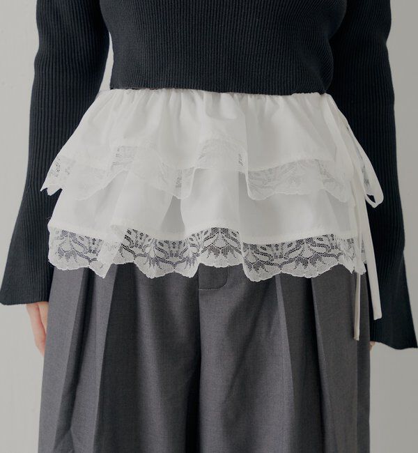  「【SALON by Chico】取り外しフリルルーズスラックスパンツ」|チノ|