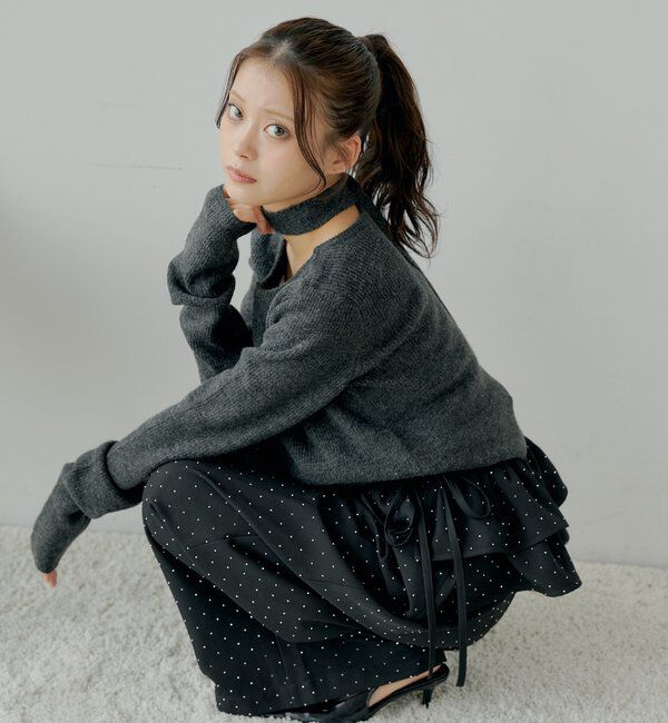  「【SALON by Chico】取り外しフリルルーズスラックスパンツ」|チノ|