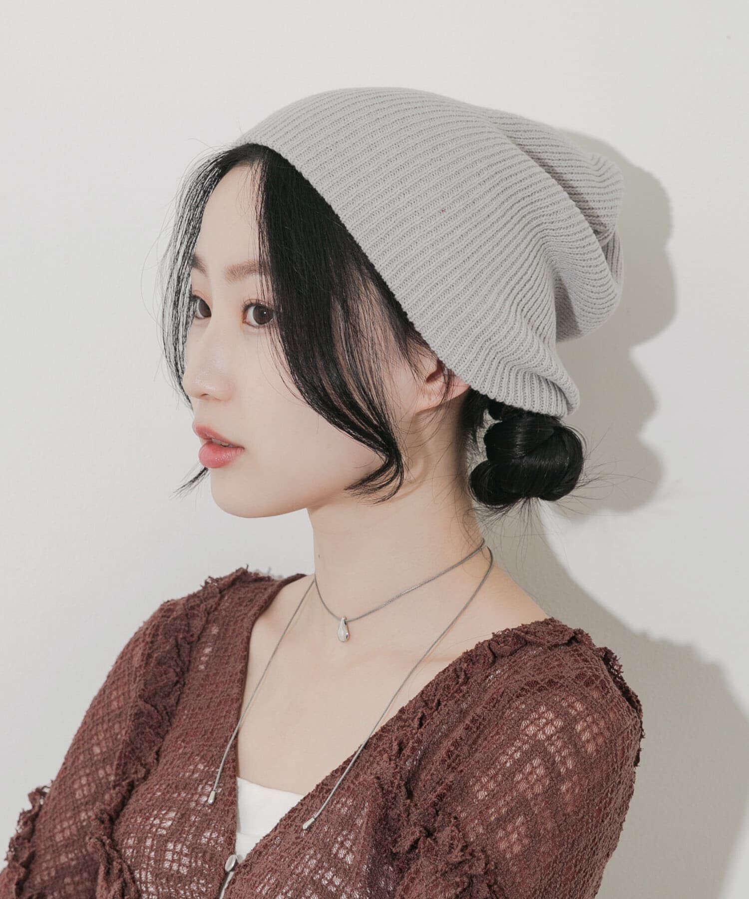 SMELLY「ルーズビーニー」|ニット帽|グレー