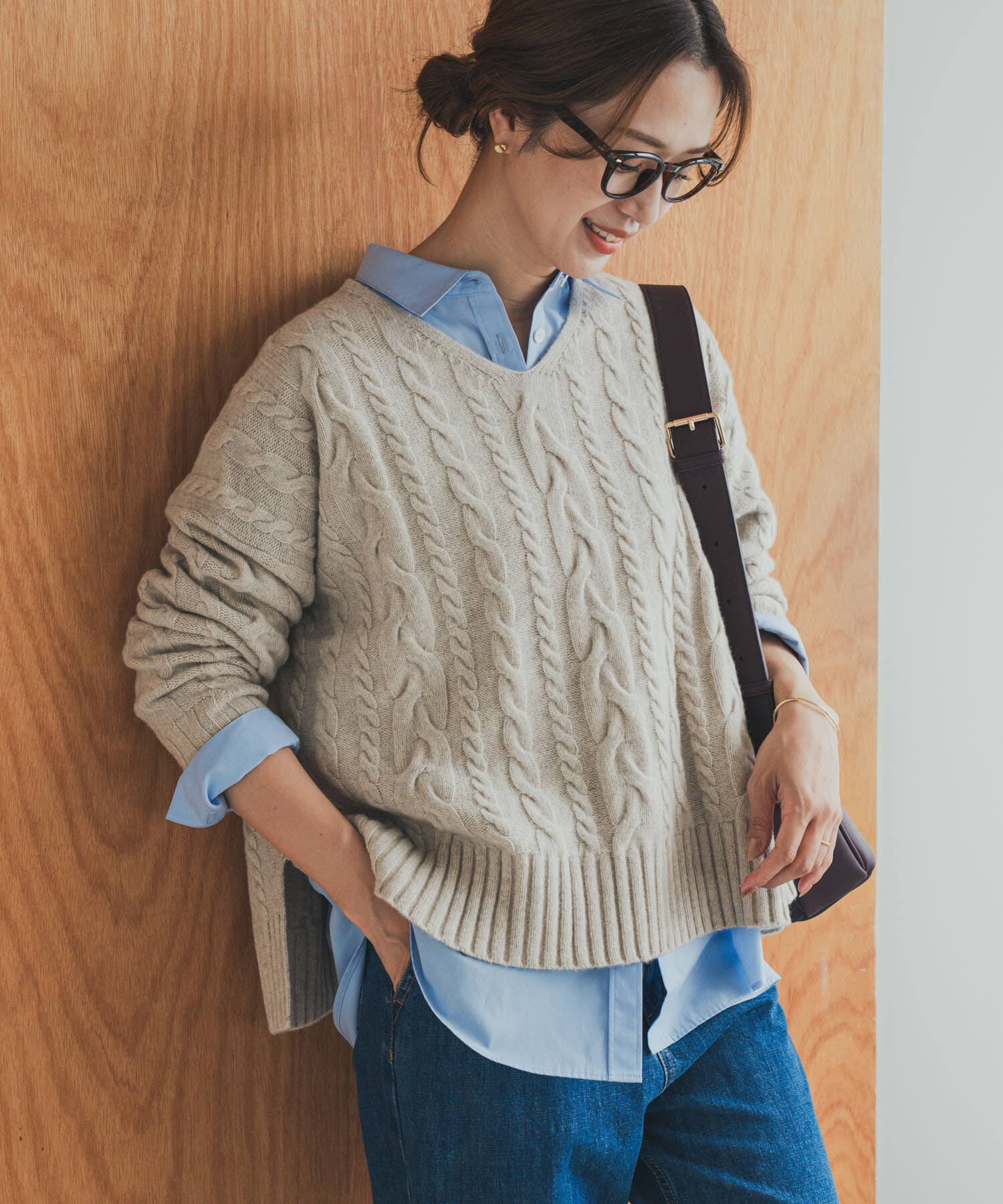 URBAN RESEARCH DOORS「ハミルトンウールアラン柄プルオ-バー」|ニット・セーター|ライトベージュ