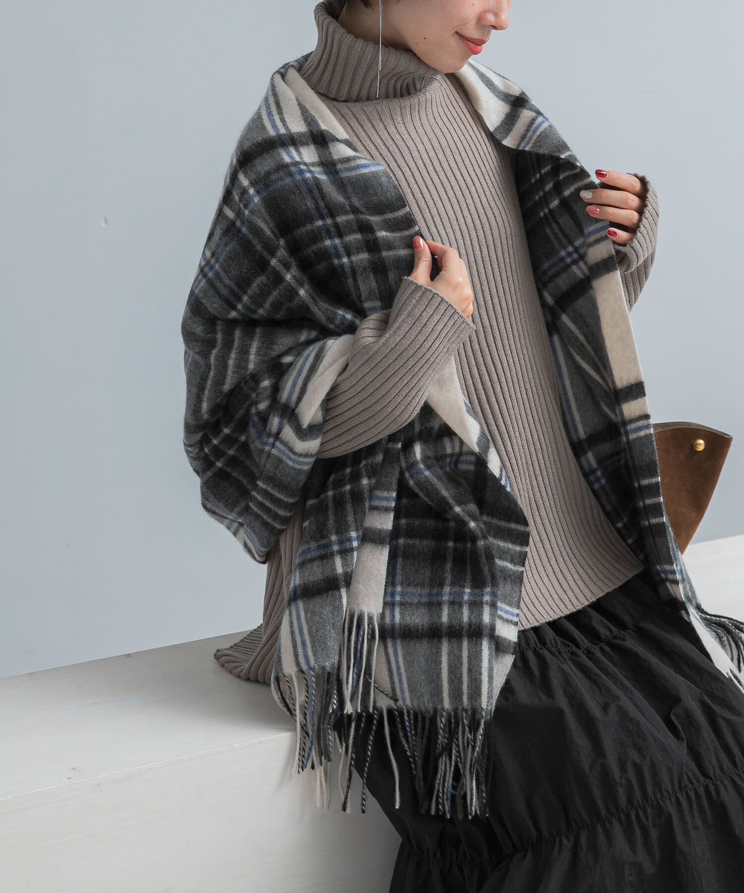 URBAN RESEARCH ROSSO「カシミヤチェックストール」|ストール|ブラック系その他