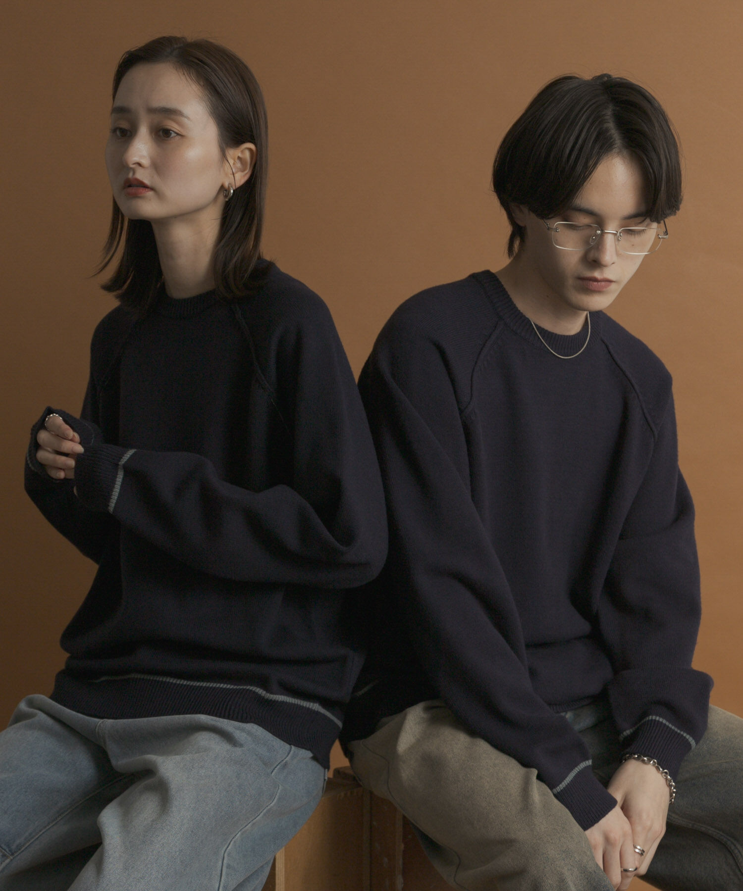 SENSE OF PLACE by URBAN RESEARCH「『一部WEB限定ｶﾗｰ』『洗濯可/毛玉防止』ｽﾄﾚｯﾁﾊｲｼｮｸﾗｲﾝﾆ」|ニット・セーター|ネイビー