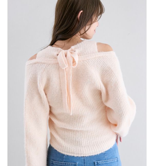  「オープンショルダーカシュクールニット」|ニット・セーター|