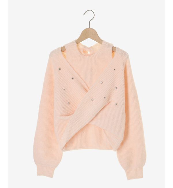  「オープンショルダーカシュクールニット」|ニット・セーター|