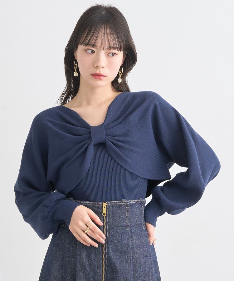 earth music&ecology「リボンニットアンサンブル」|ニット・セーター|Navy