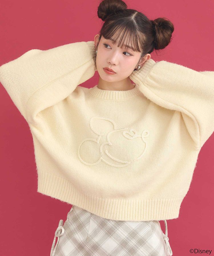 earth music&ecology「Disney/ミッキーコード刺繍ニットプルオーバー」|ニット・セーター|Ivory