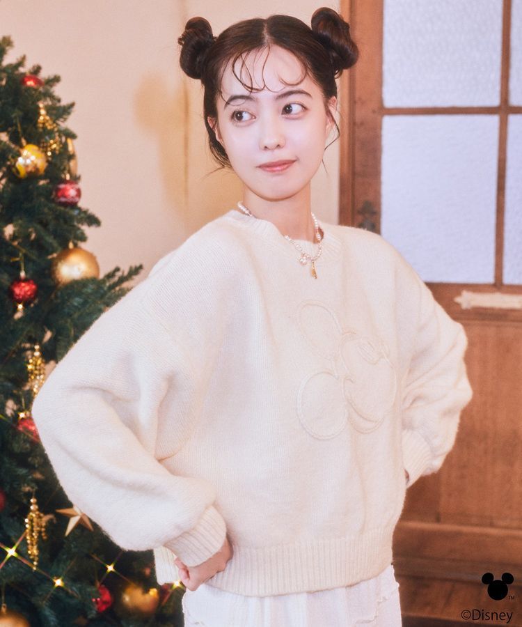 earth music&ecology「Disney/ミッキーコード刺繍ニットプルオーバー」|ニット・セーター|