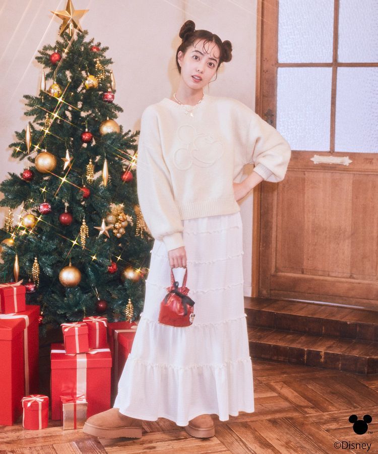 earth music&ecology「Disney/ミッキーコード刺繍ニットプルオーバー」|ニット・セーター|