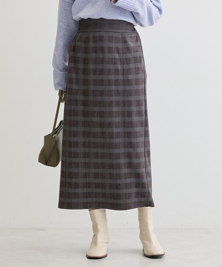 Green Parks「・ELENCARE DUE チェックナロースカート」|タイト|Charcoal Gray