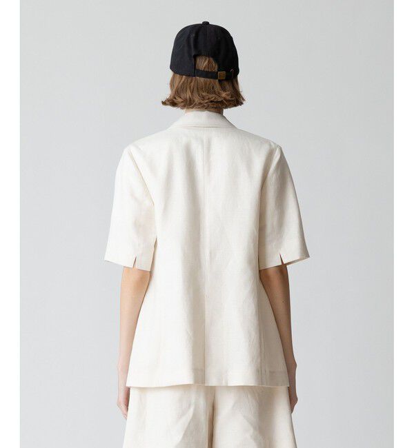 allureville「【セットアップ対応可能】リネンコンシャークスキンハーフスリーブジャケット」|テーラードジャケット|