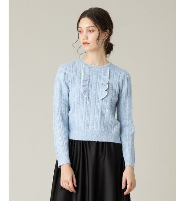 LOULOU WILLOUGHBY「【LOULOU WILLOUGHBY】フロントフリルラメプルオーバー」|ニット・セーター|