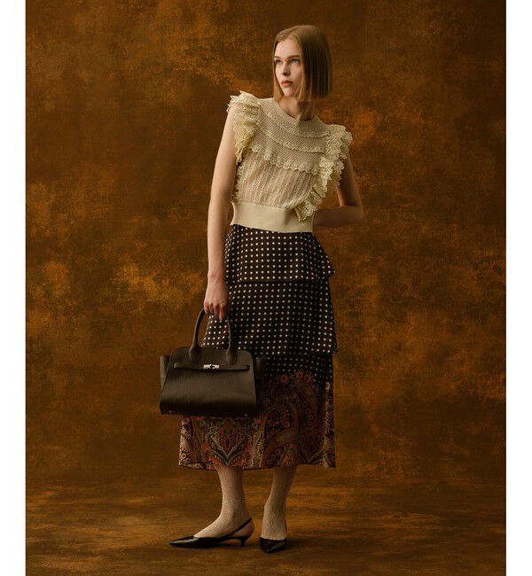 LOULOU WILLOUGHBY「【LOULOU WILLOUGHBY】レースフリルニットプルオーバー」|ニット・セーター|