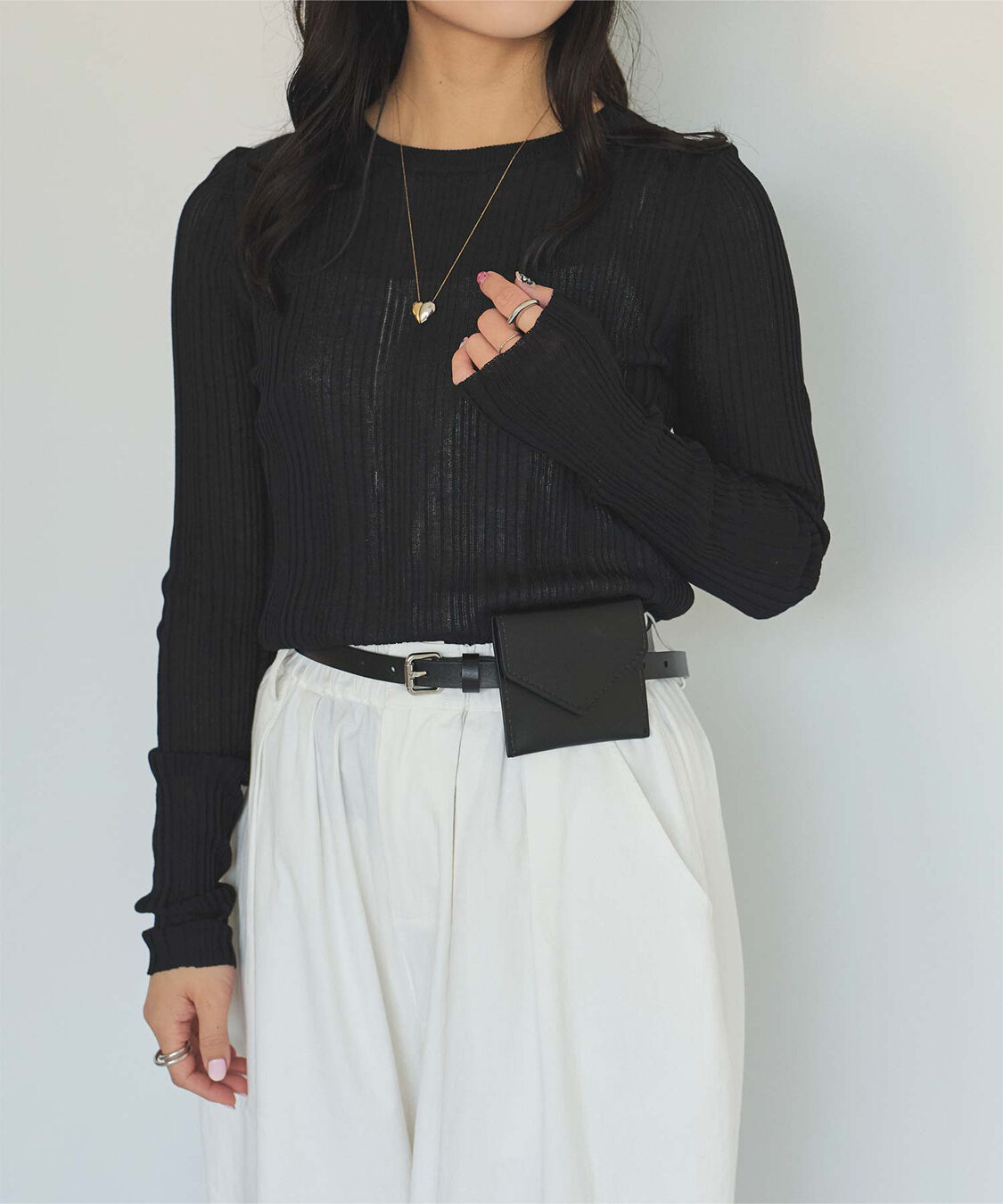 titivate「クルーネックランダムリブシアーニット」|ニット・セーター|