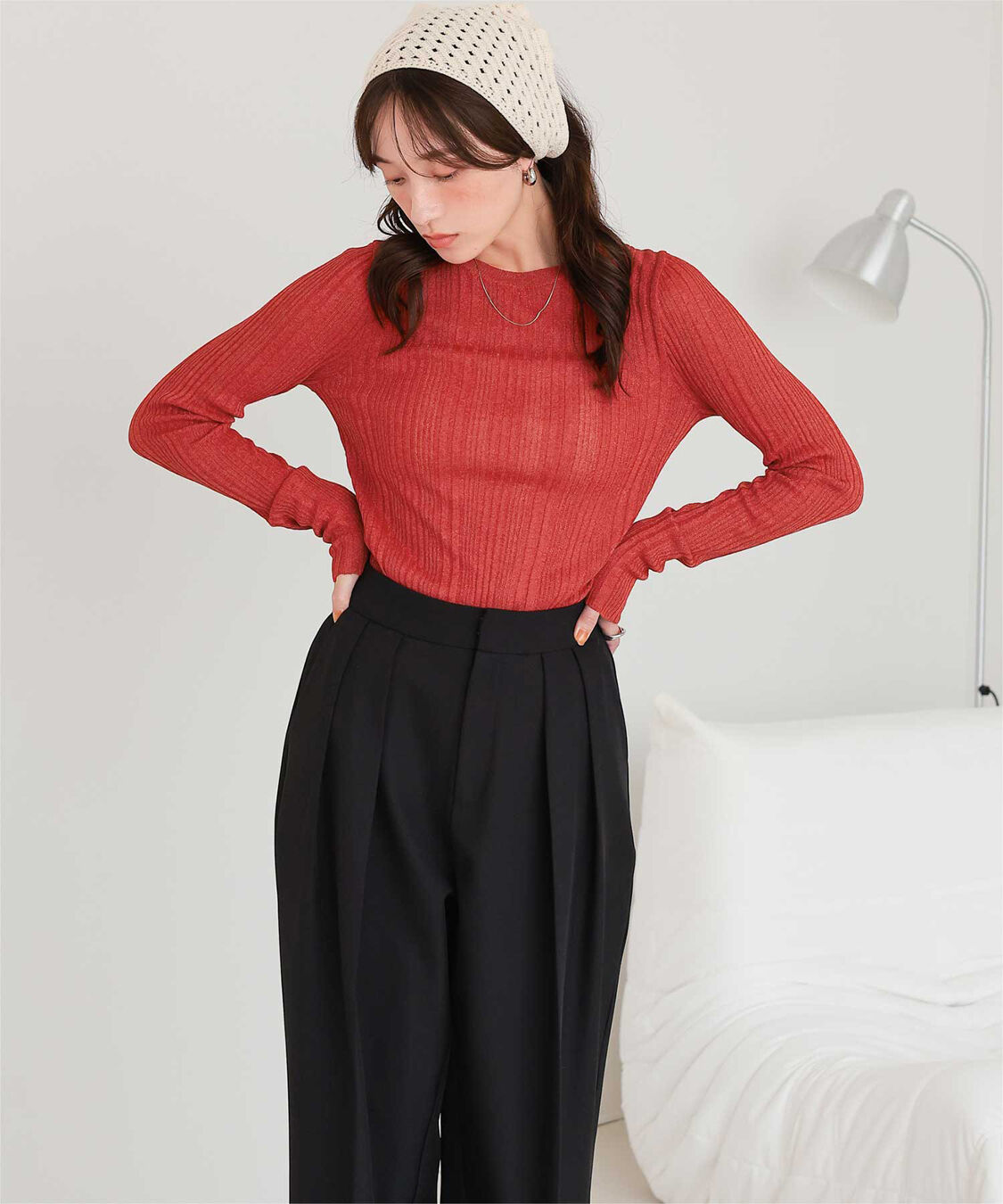 titivate「クルーネックランダムリブシアーニット」|ニット・セーター|