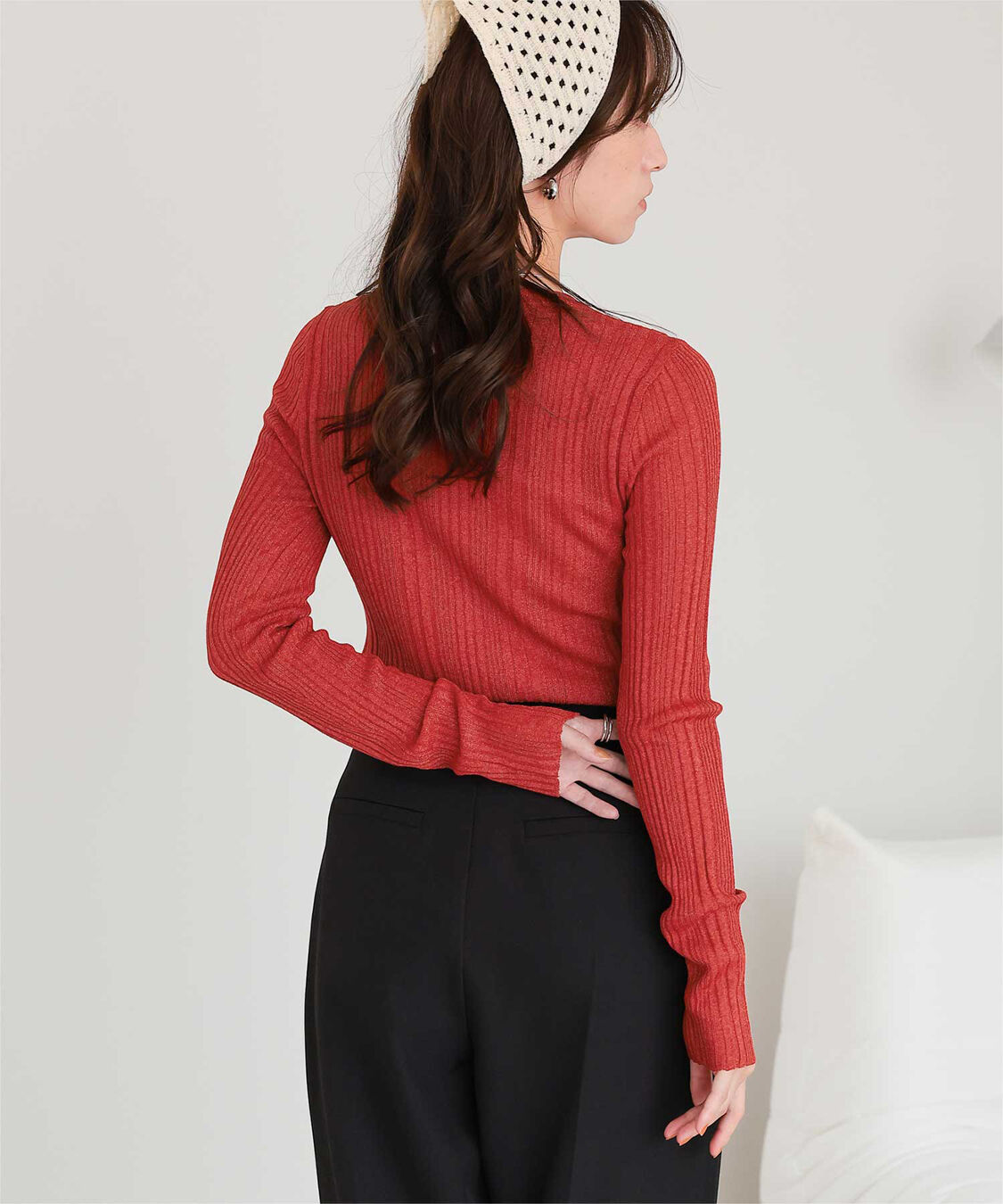 titivate「クルーネックランダムリブシアーニット」|ニット・セーター|