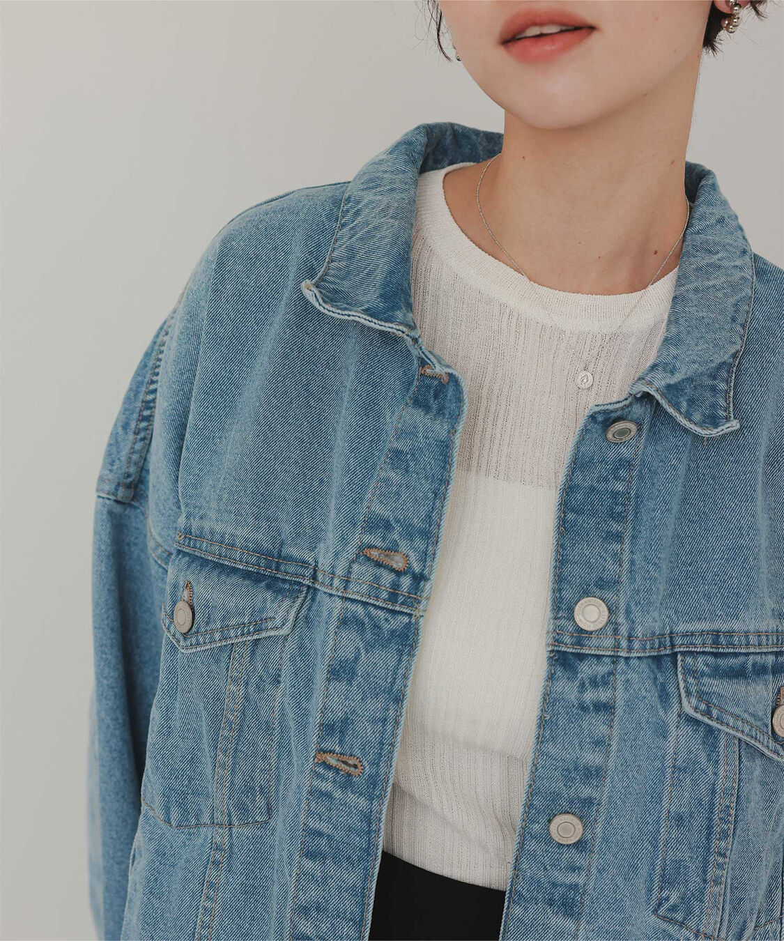 titivate「クルーネックランダムリブシアーニット」|ニット・セーター|