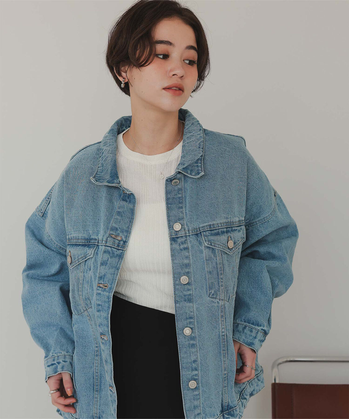 titivate「クルーネックランダムリブシアーニット」|ニット・セーター|