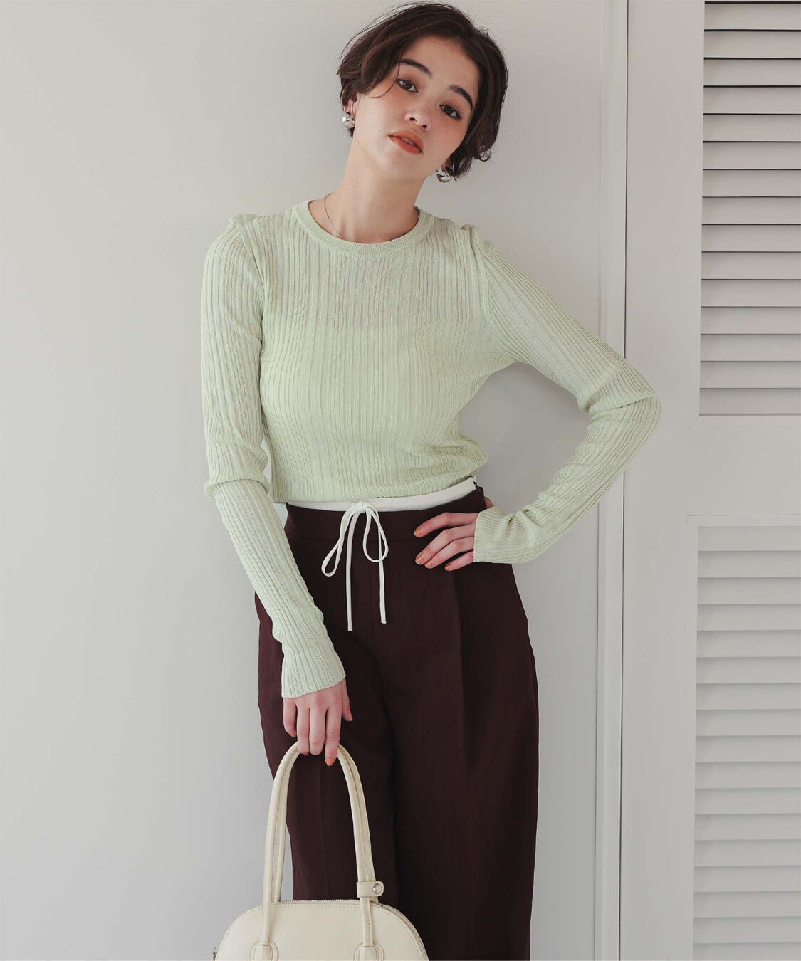 titivate「クルーネックランダムリブシアーニット」|ニット・セーター|