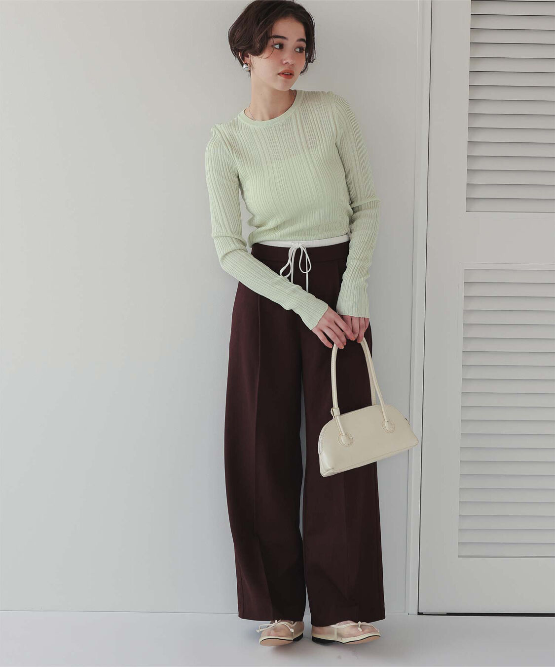 titivate「クルーネックランダムリブシアーニット」|ニット・セーター|