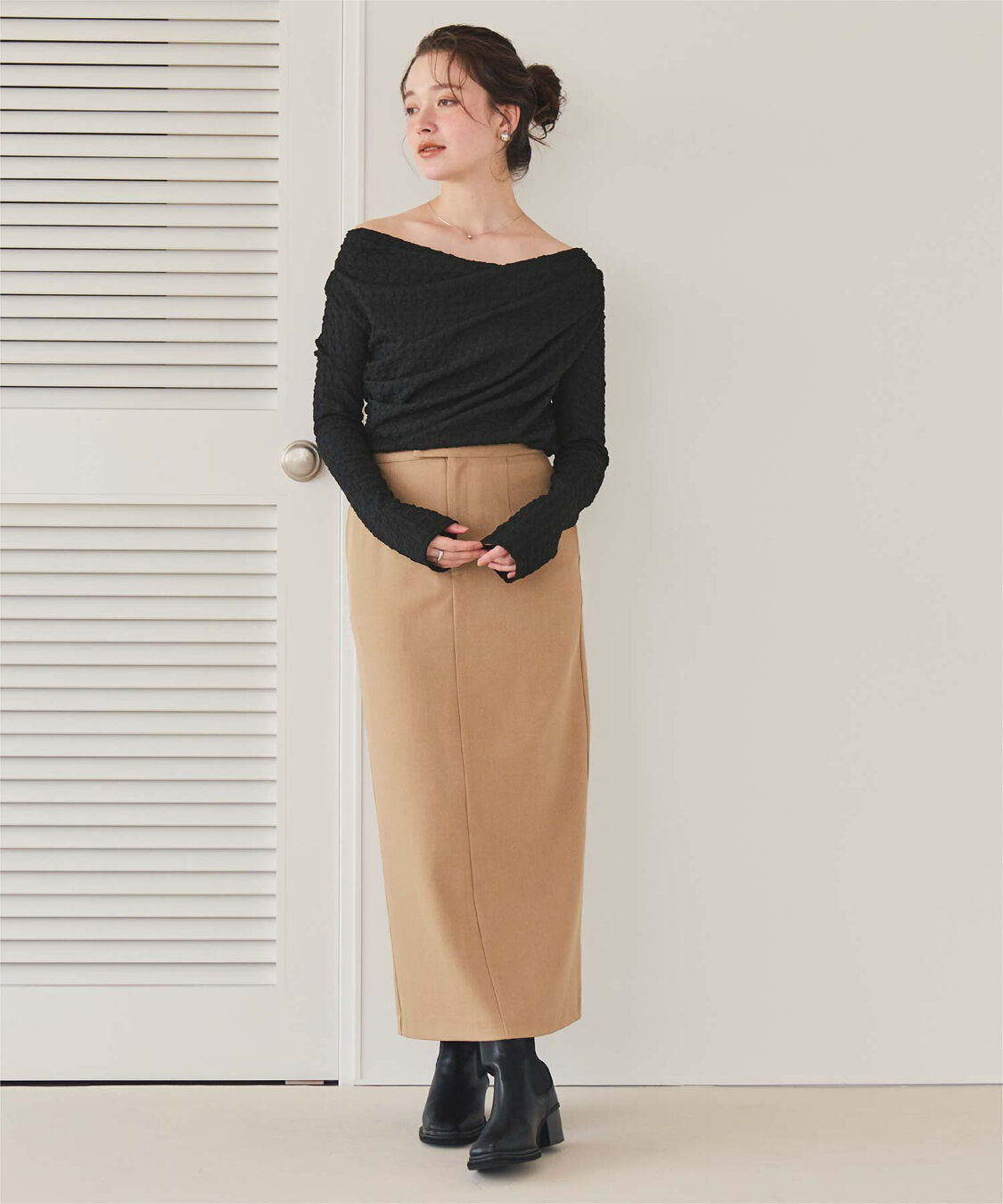 titivate「ドレープデザインロングスリーブトップス」|Tシャツ・カットソー|