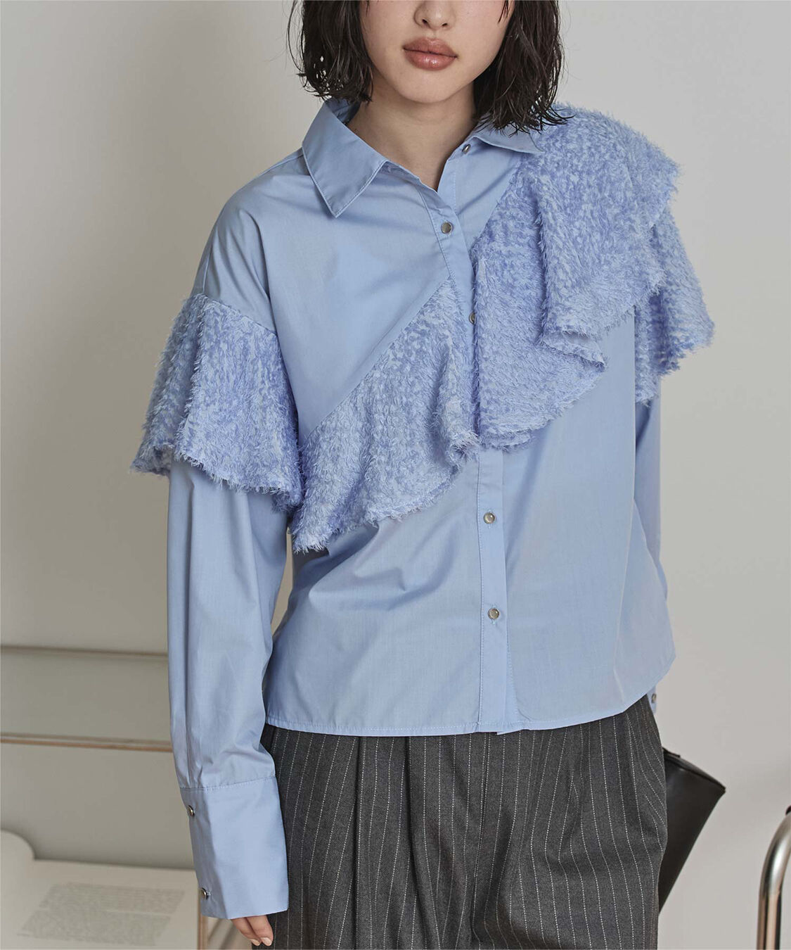 miette「フリンジラッフルシャツ」|シャツ・ブラウス|ブルー