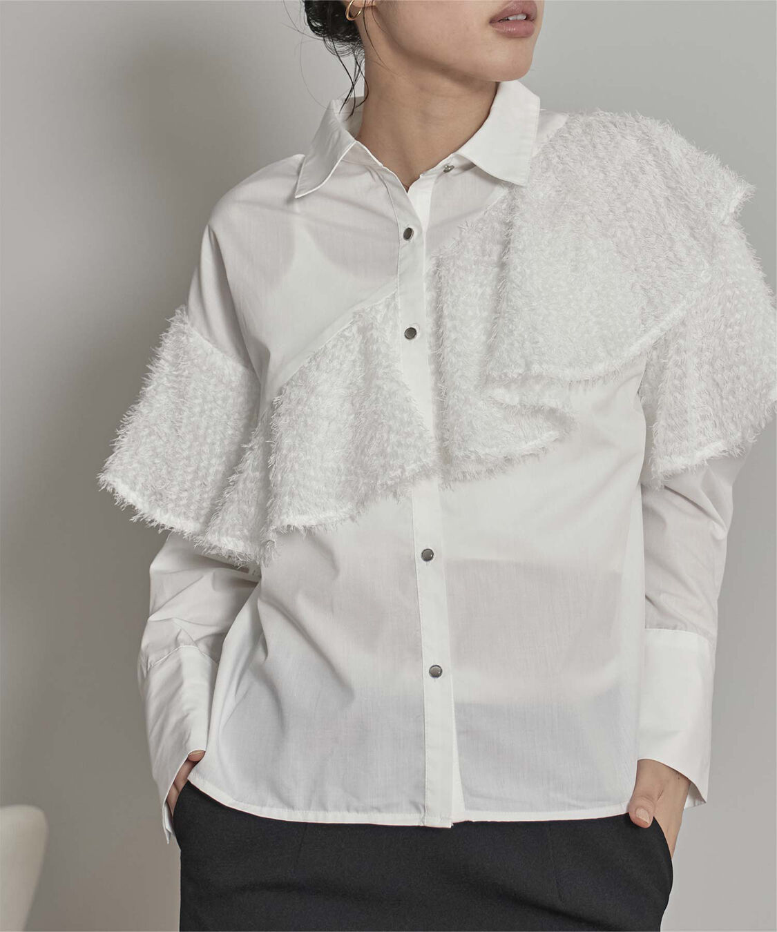 miette「フリンジラッフルシャツ」|シャツ・ブラウス|オフホワイト