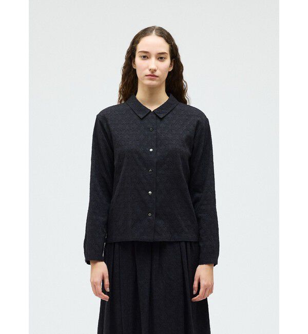 mizuiro ind「mizuiro ind ジャカードロングスリーブシャツ」|シャツ・ブラウス|ブラック