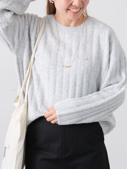 Lugnoncure「ラメ混ワイドリブニット」|ニット・セーター|グレー