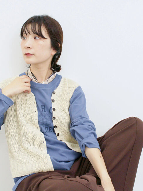 Samansa Mos2 blue「バンダナ付きニットベスト」|ニット・セーター|