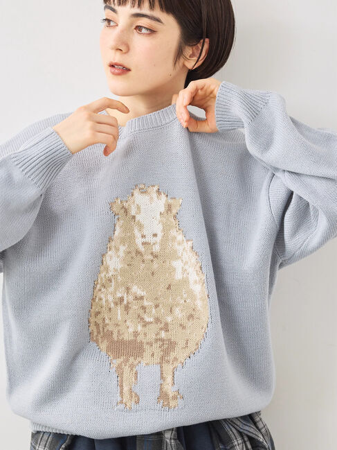 SM2「アニマルニットプルオーバー」|ニット・セーター|サックスブルー