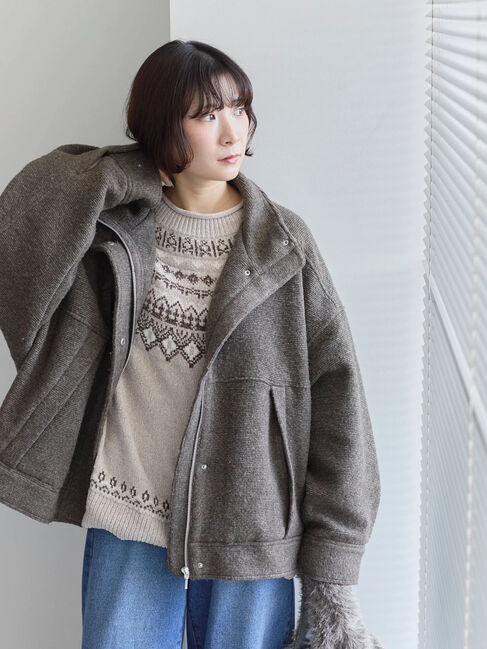 Samansa Mos2 blue「スライバーBIGブルゾン」|その他|