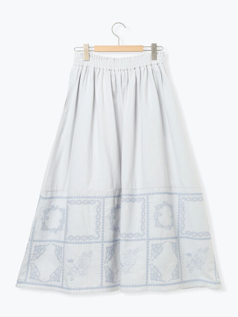 Samansa Mos2「裾モチーフ刺繍ギャザースカート」|スカート|