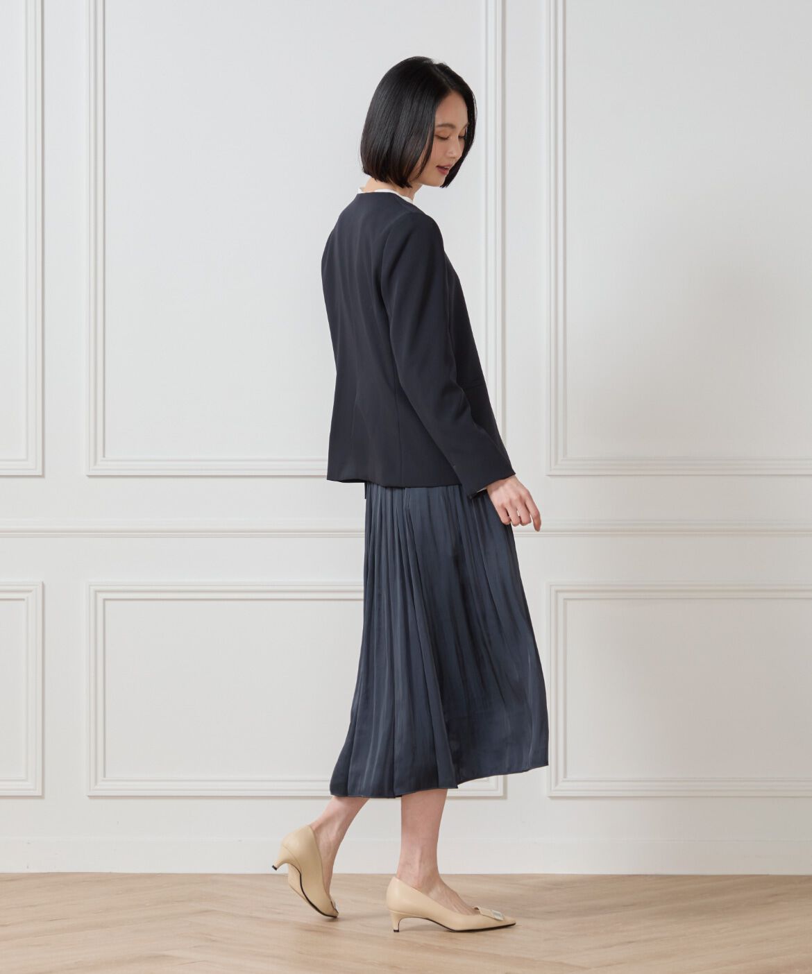 7-IDconcept.「《大きいサイズ》サテンギャザースカート」|フレア|