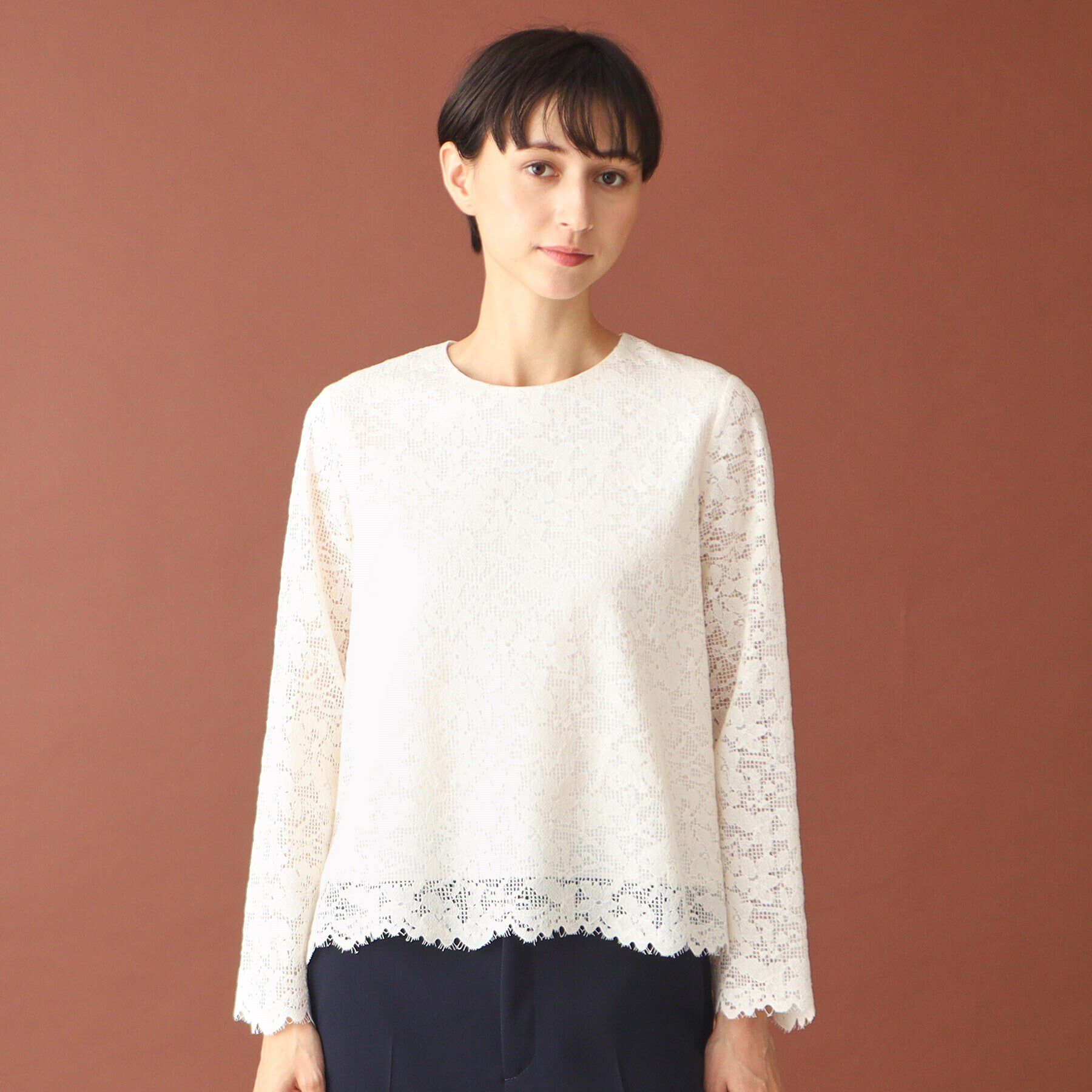 DRESSTERIOR「【通勤/セレモニー/洗える】オーガニックコットンレースブラウス」|シャツ・ブラウス|