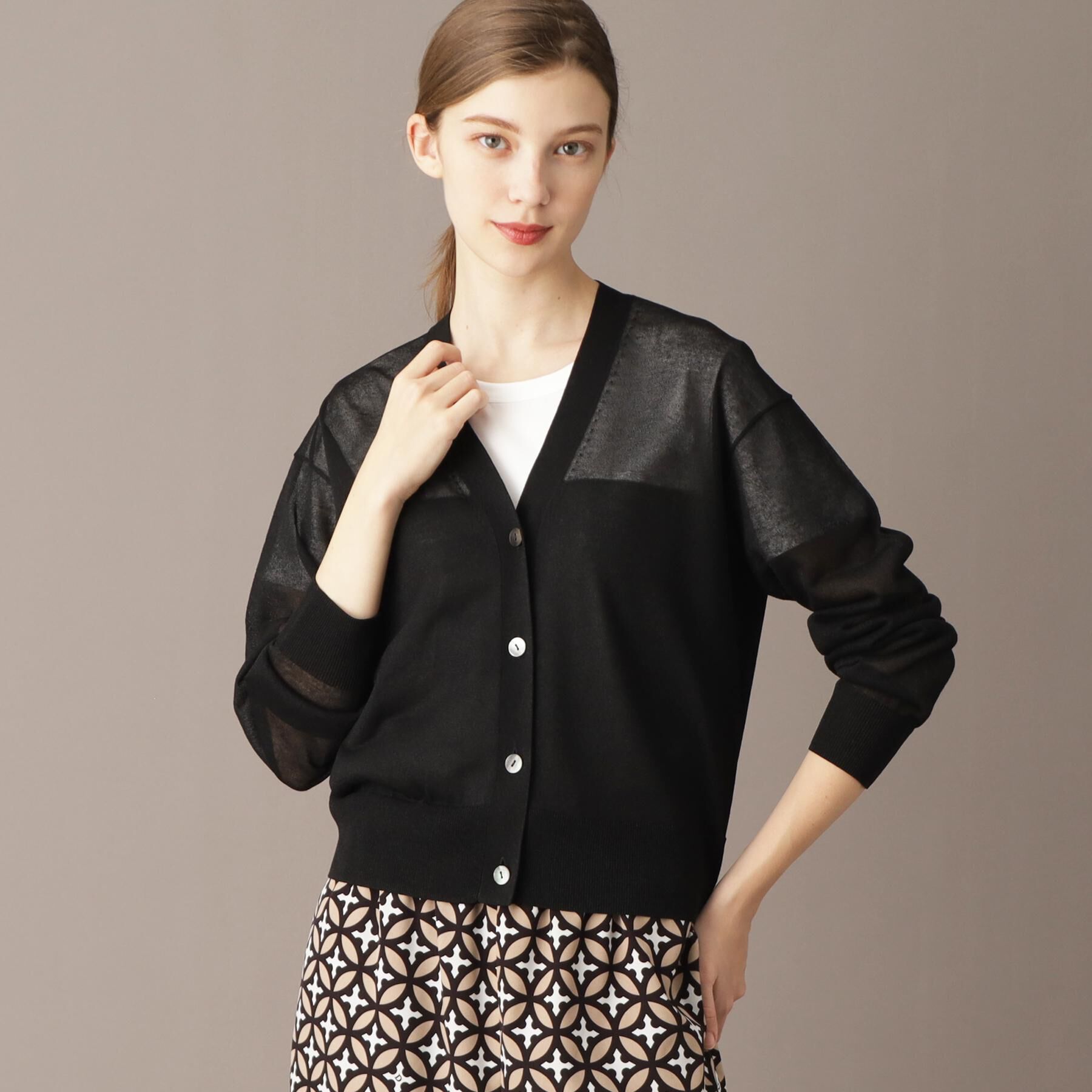 DRESSTERIOR「【洗える/ショート丈】シアーコンビカーディガン」|カーディガン|