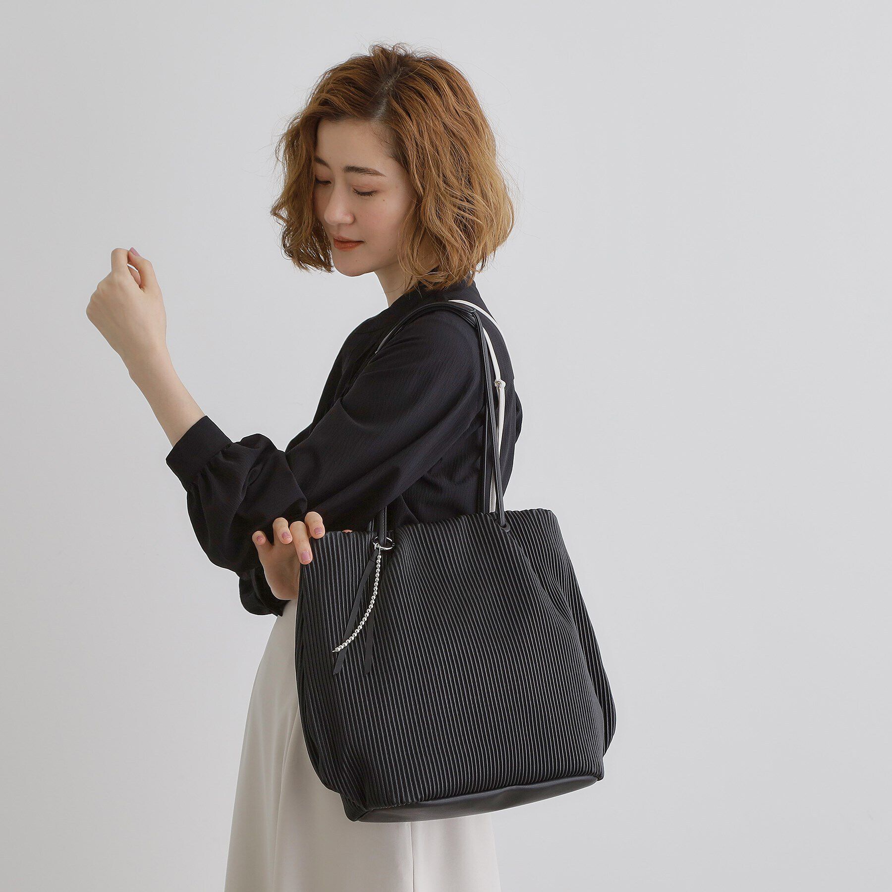 grove「プリーツハトメチャーム付きトート」|トートバッグ|