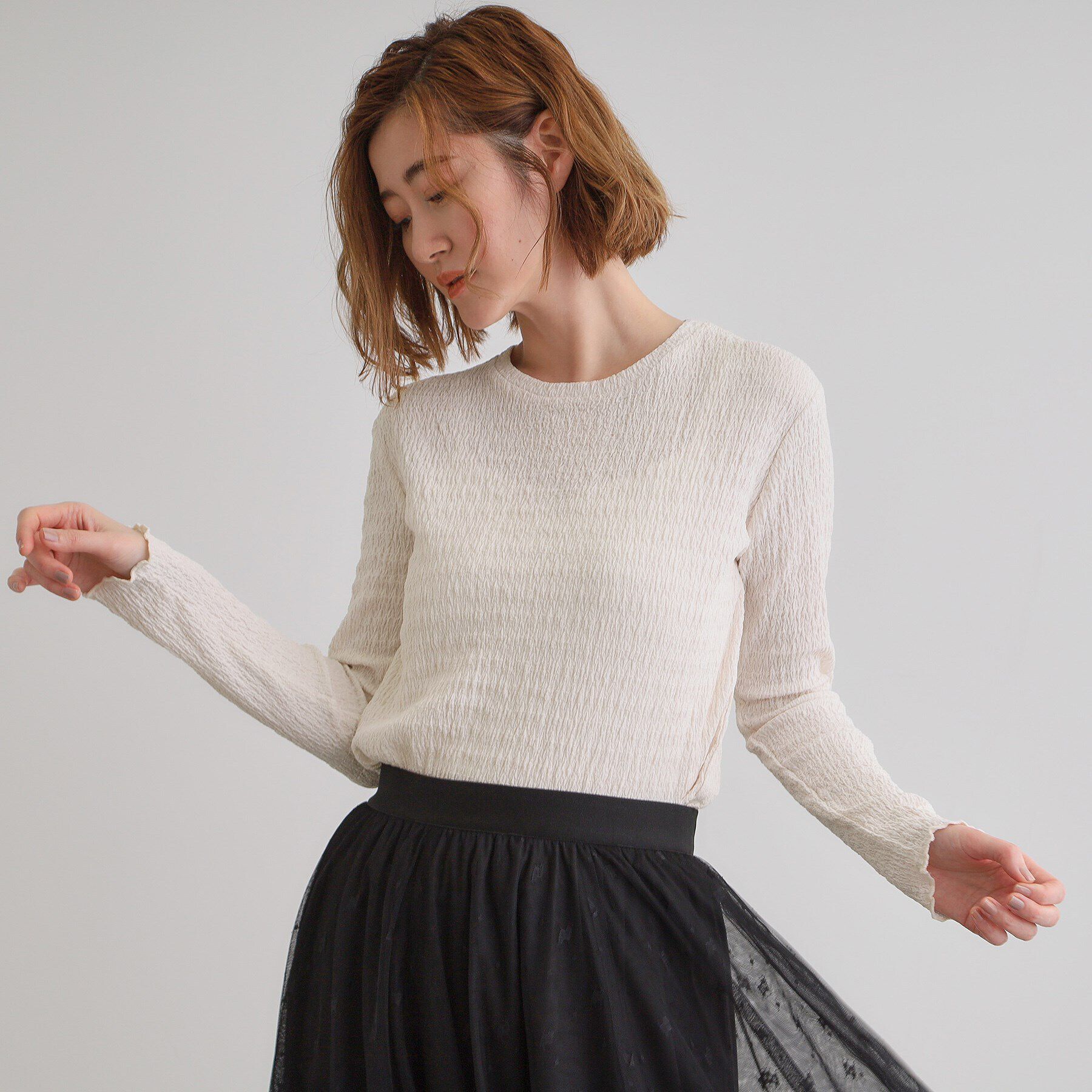 grove「シャーリング風ジャカードクルーネックプルオーバー」|Tシャツ・カットソー|