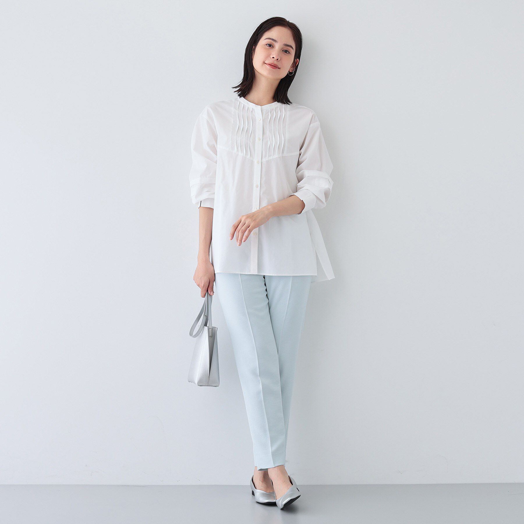 INDIVI「【UVケア／カラーストライプ柄】タックデザインブラウス」|シャツ・ブラウス|