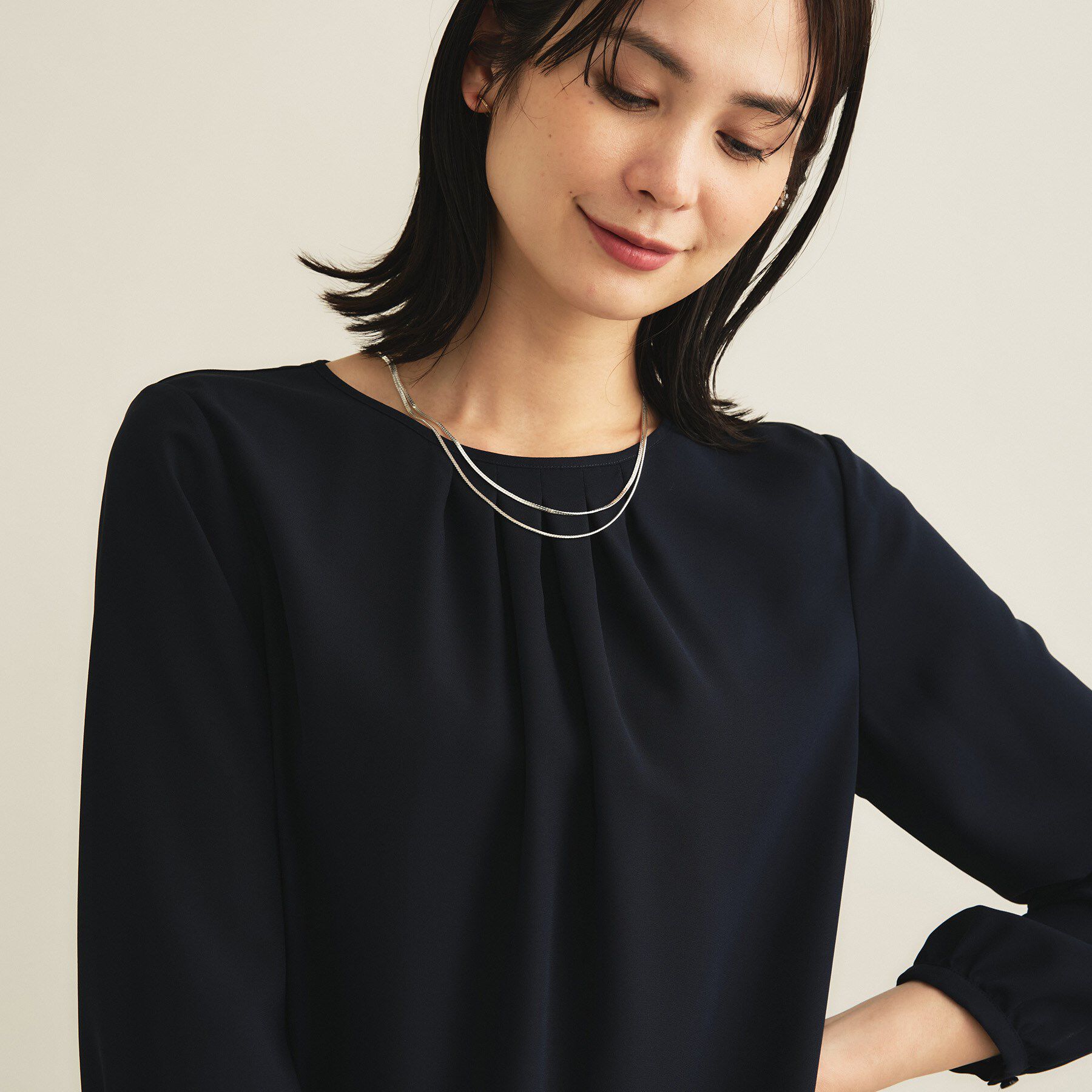 INDIVI「【セレモニー／洗える／透けにくい】ダイヤ柄プリントブラウス」|シャツ・ブラウス|