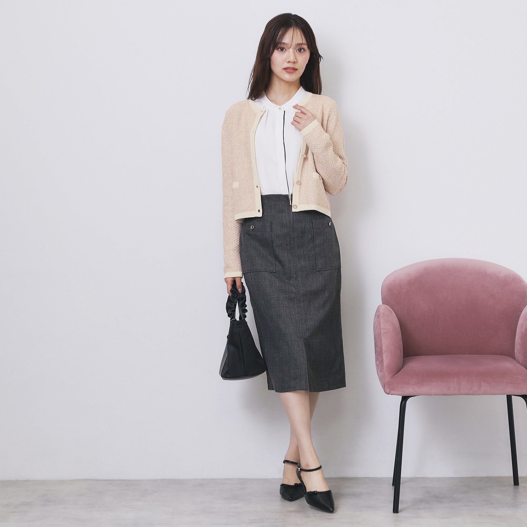 index「ミックスヤーンクルーカーディガン【洗濯機OK】」|カーディガン|