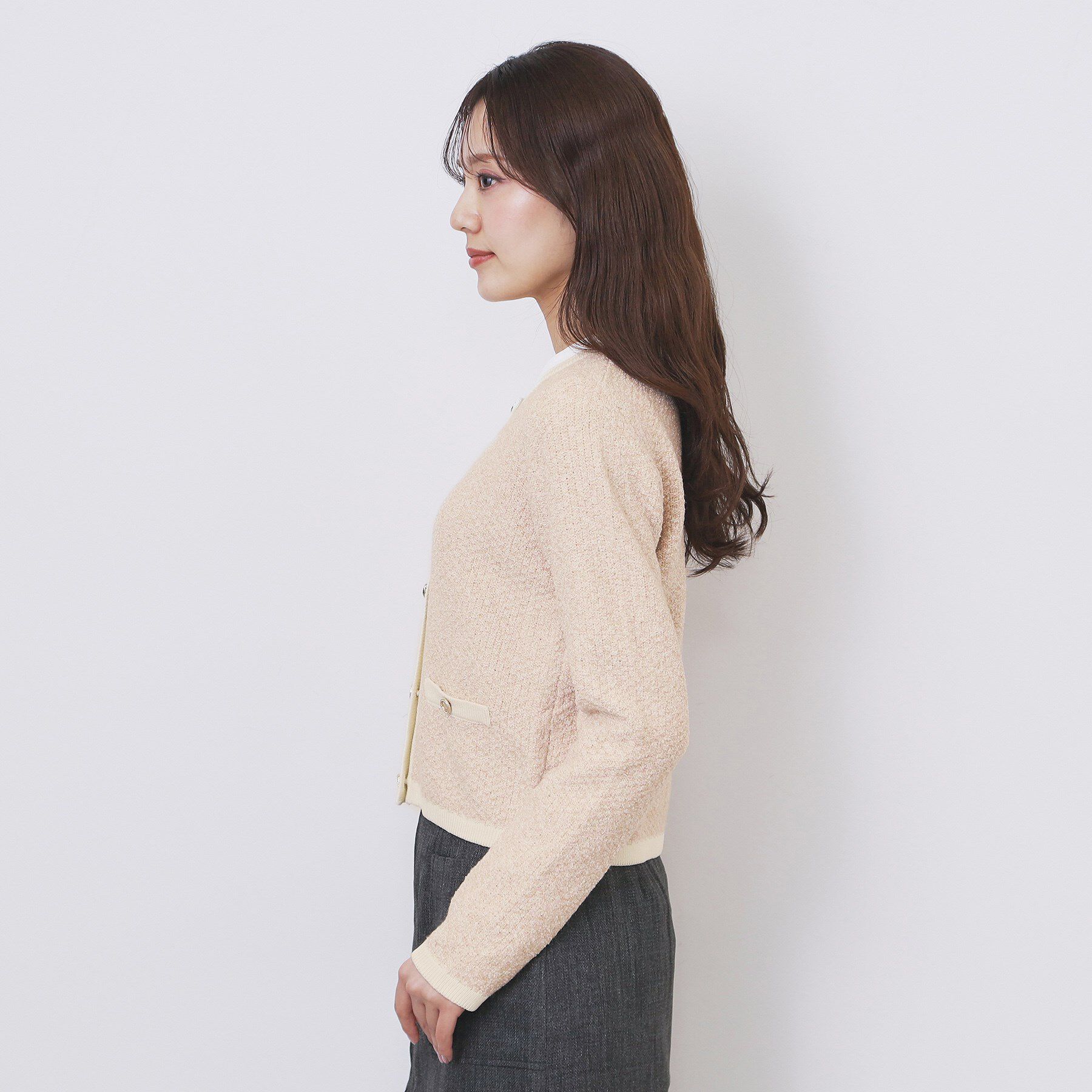 index「ミックスヤーンクルーカーディガン【洗濯機OK】」|カーディガン|