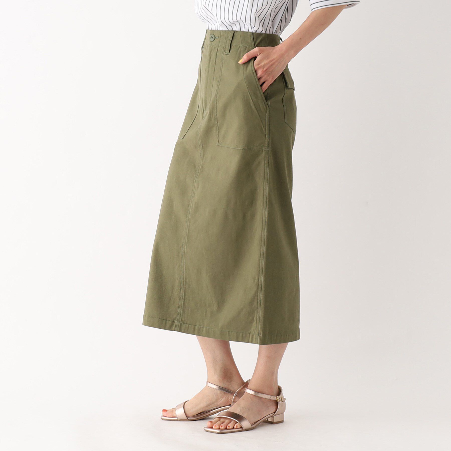 OPAQUE.CLIP「オーガニックコットン混 ベイカースカート【洗濯機洗い可/ストレッチ】」|スカート|