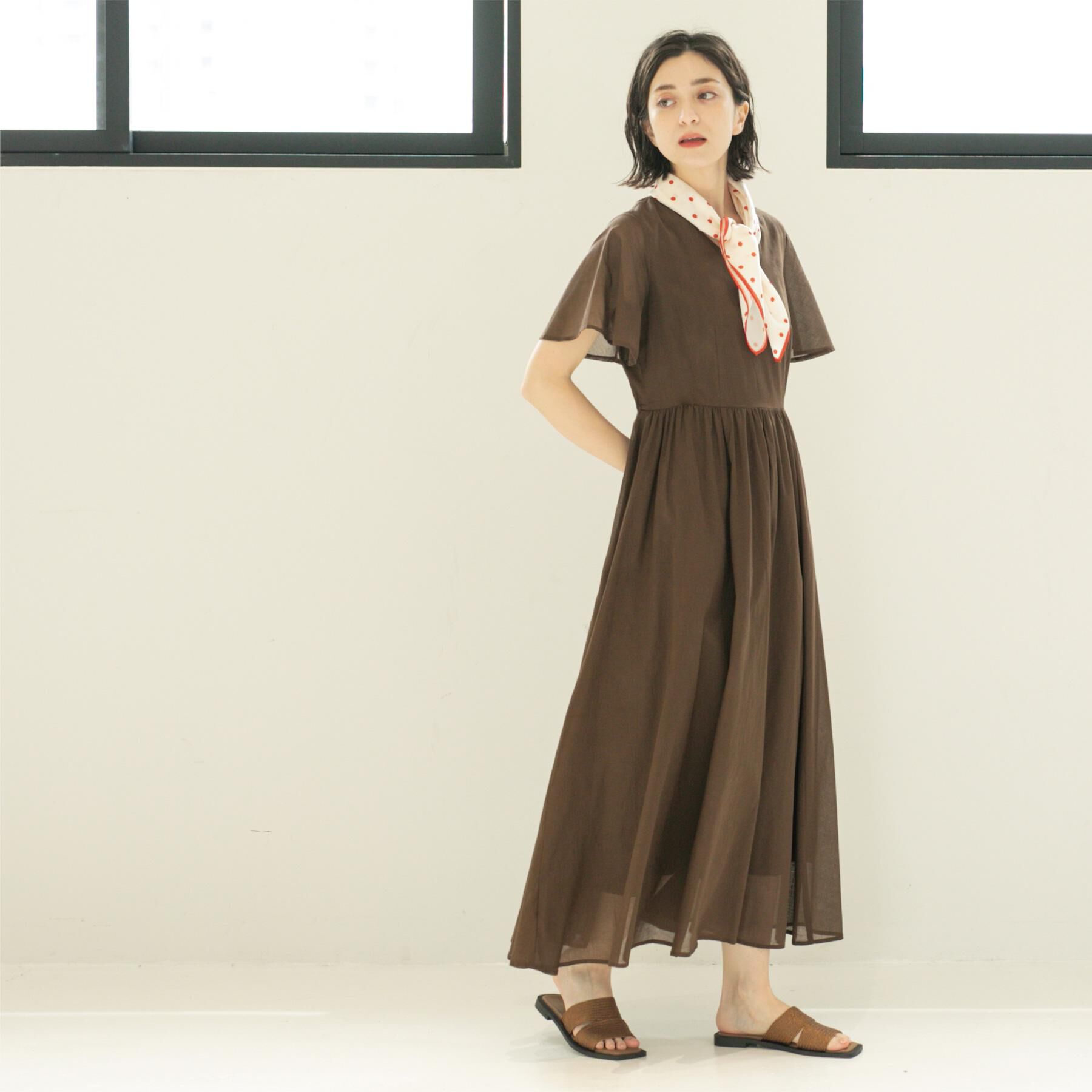 OPAQUE.CLIP「Vネックフィット＆フレアドレス/オーガニックコットン混【洗濯機洗い可】」|ワンピース|