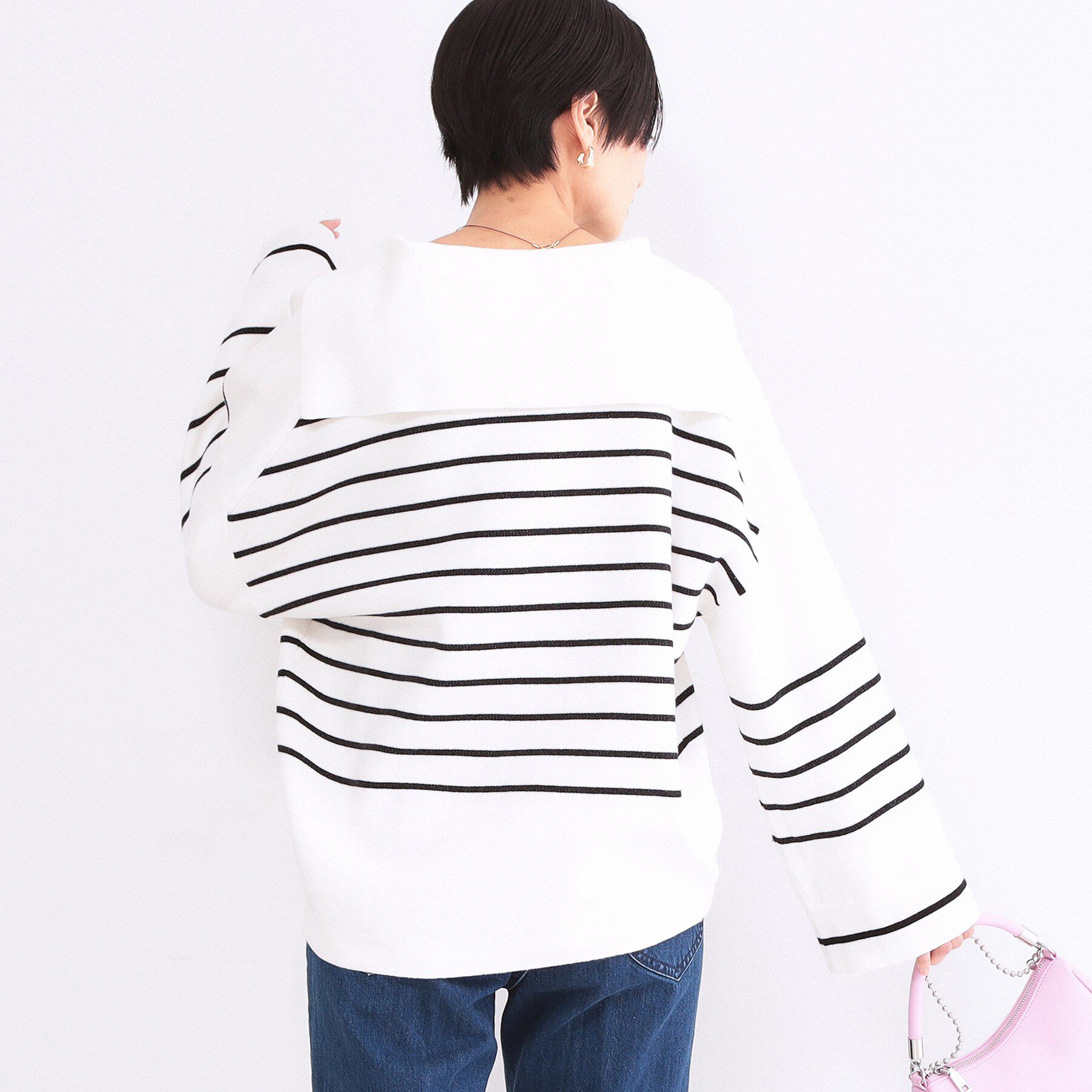 OPAQUE.CLIP「スキッパーセーラーカラーボーダーニット【洗濯機OK】」|ニット・セーター|